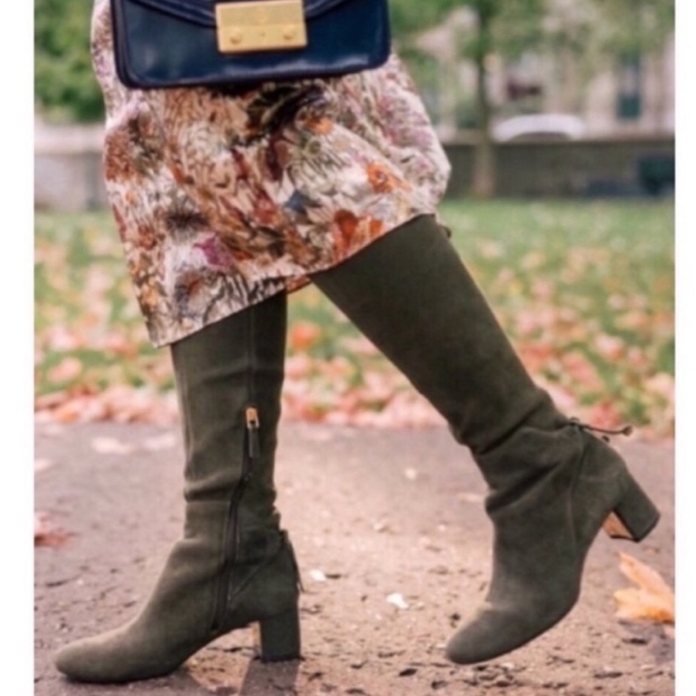 Tory Burch Laila Suede OTK Boot Army Green - Picture 5 of 7